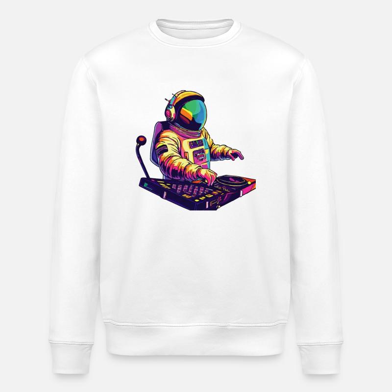 Astronaut DJ Geschenkidee - Stanley/Stella Unisex Bio-Sweatshirt ROLLER - Weiß