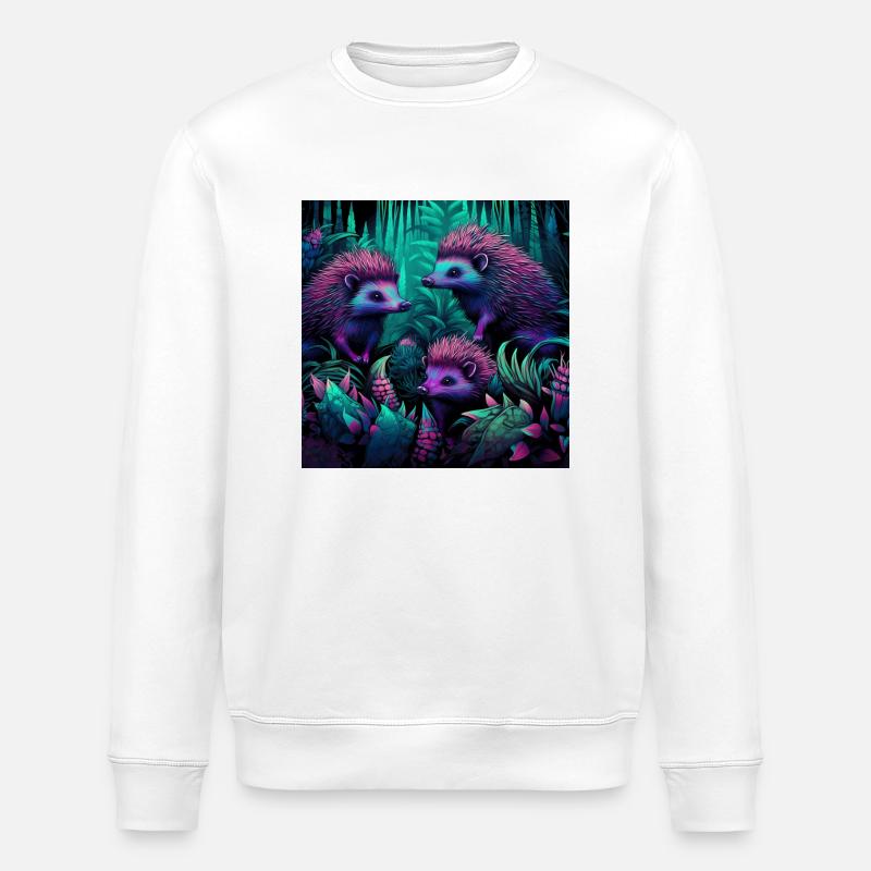 Hérissons style néon fluo - Sweat bio ROLLER Stanley/Stella Unisexe - blanc