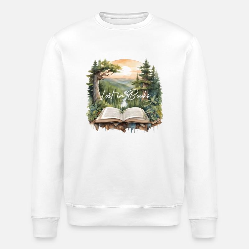 Lost in Books - Stanley/Stella Unisex Bio-Sweatshirt ROLLER - Weiß