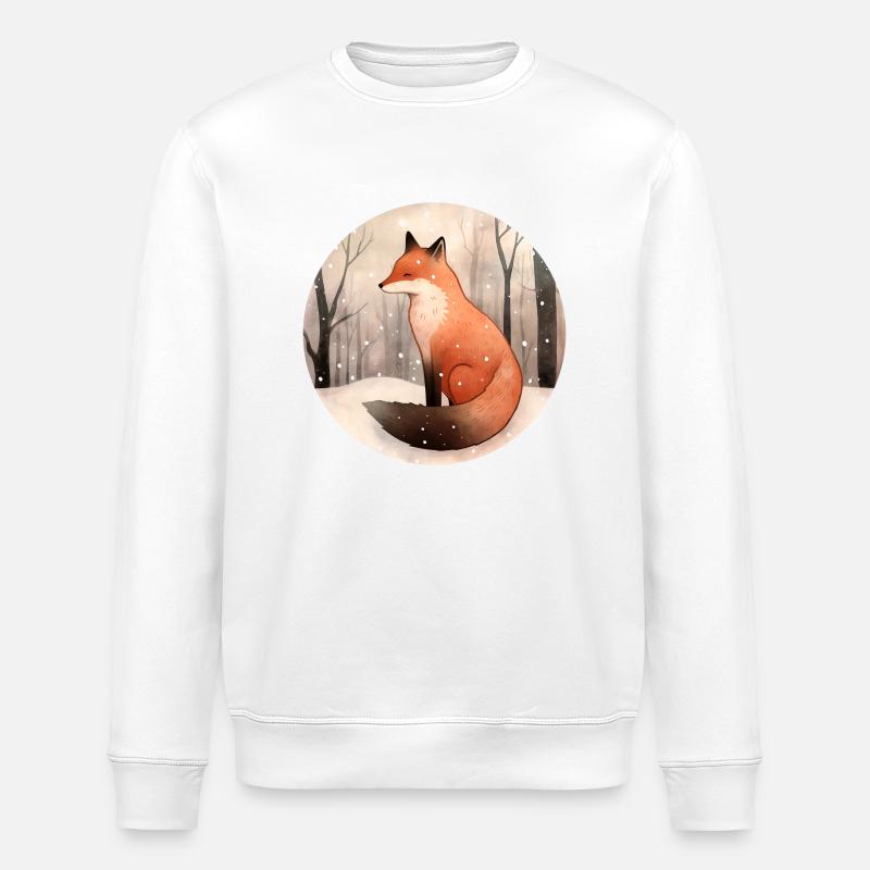 Fox in winter - Stanley/Stella ROLLER Unisex Organic Sweatshirt - white