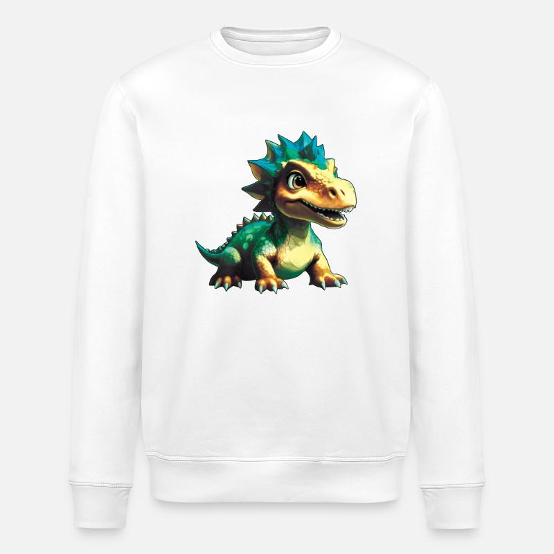 Dino, Dinosaur, Custom Text, Shape - Stanley/Stella ROLLER Unisex Organic Sweatshirt - white