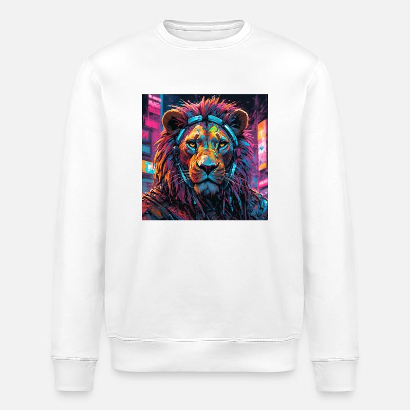 Löwe Cyberpunk - Stanley/Stella Unisex Bio-Sweatshirt ROLLER - Weiß