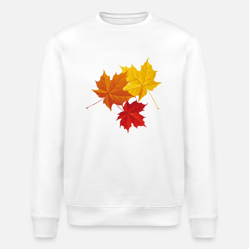 Herbst bunte Blätter - Stanley/Stella Unisex Bio-Sweatshirt ROLLER - Weiß