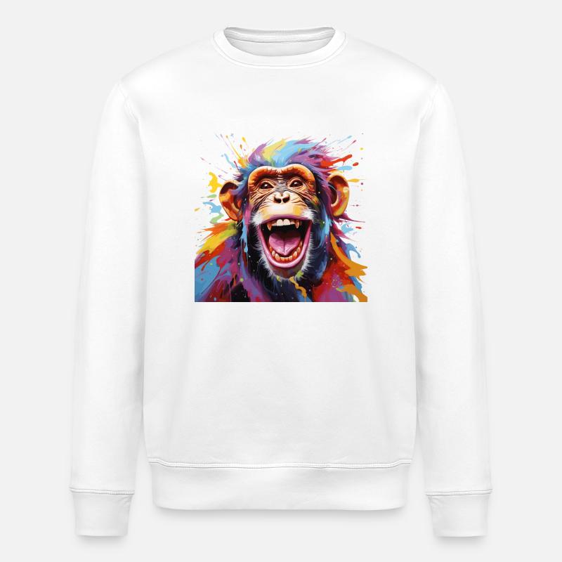 Schimpansenfreude - Stanley/Stella Unisex Bio-Sweatshirt ROLLER - Weiß