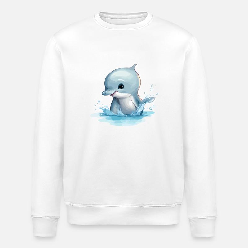 Jack der Baby-Delfin - Stanley/Stella Unisex Bio-Sweatshirt ROLLER - Weiß