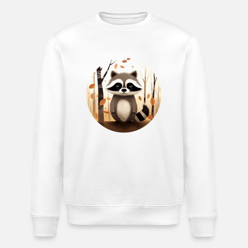 Un raton laveur en automne - Sweat bio ROLLER Stanley/Stella Unisexe - blanc