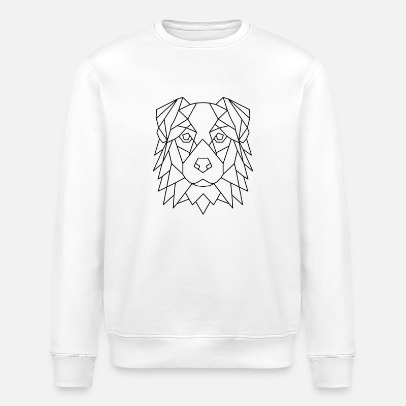 Geometrischer Australian Shepherd - Stanley/Stella Unisex Bio-Sweatshirt ROLLER - Weiß