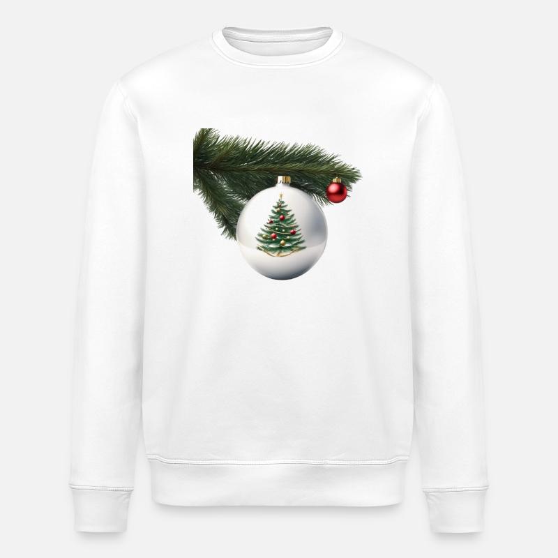Weihnachtskugel mit Tannenzweig - Stanley/Stella Unisex Bio-Sweatshirt ROLLER - Weiß