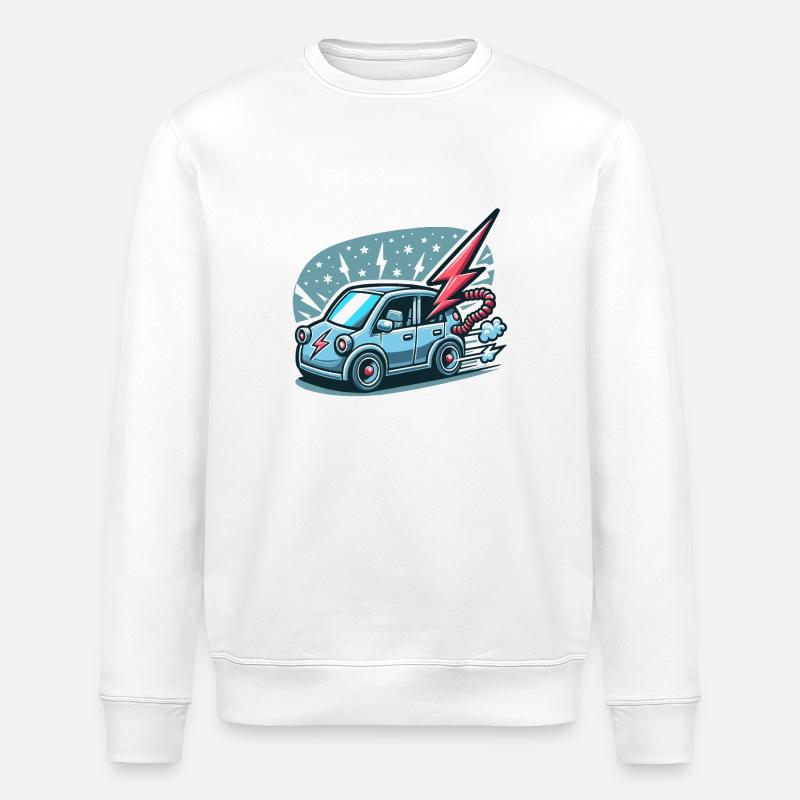 Blitzsauberer Fahrtwind im E-Auto 🚙⚡️ - Stanley/Stella Unisex Bio-Sweatshirt ROLLER - Weiß