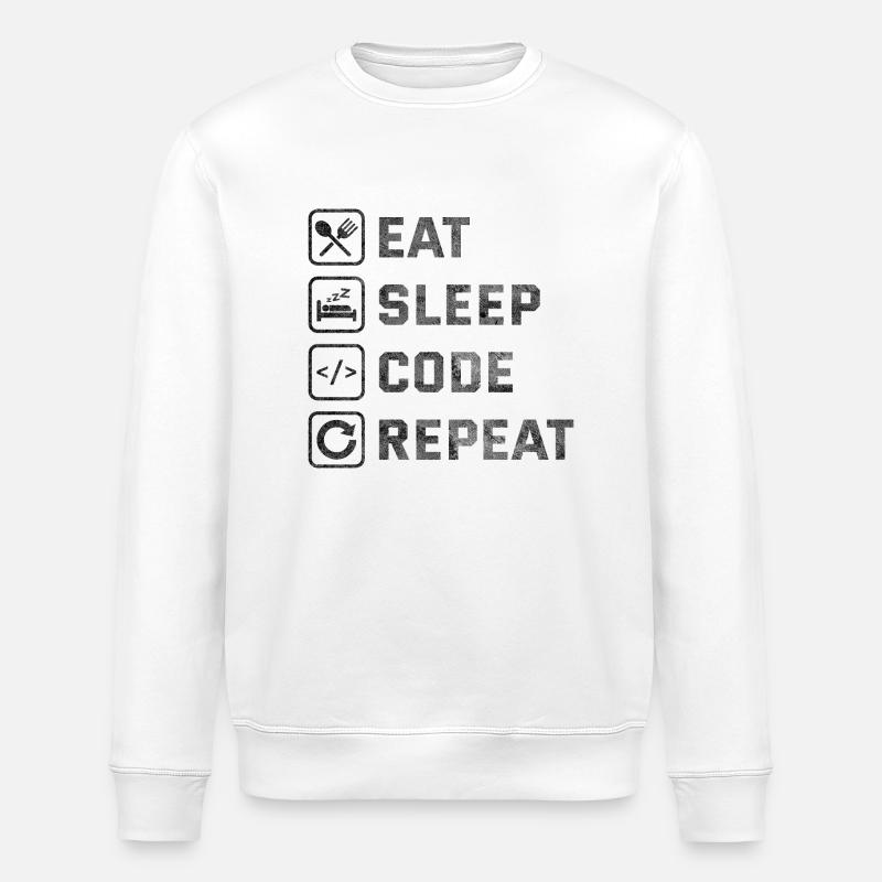 Répétition du code Eat Sleep - Sweat bio ROLLER Stanley/Stella Unisexe - blanc