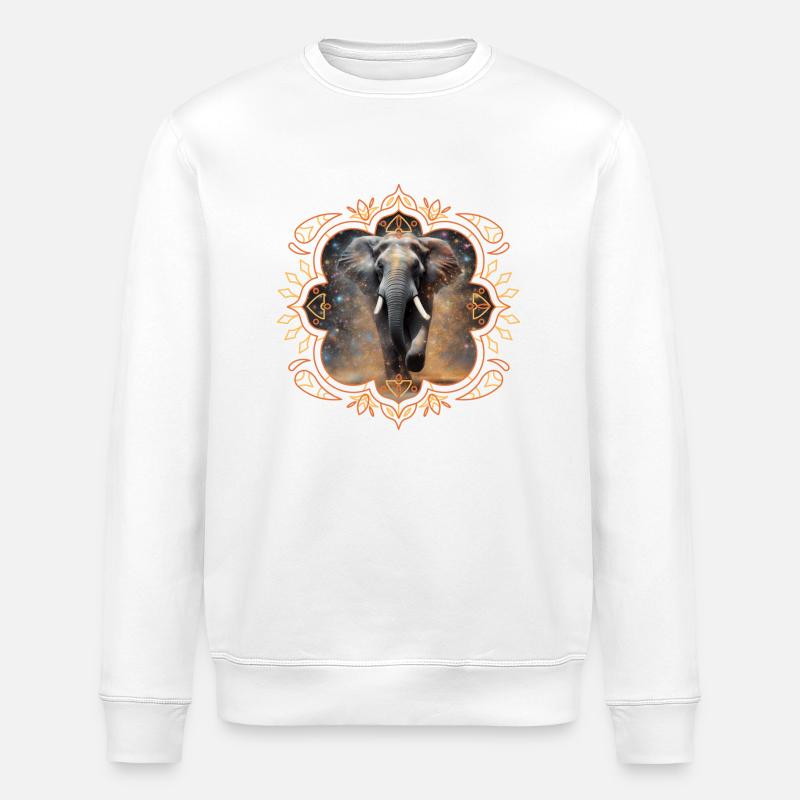 Elefant in Glitzerwolke - Stanley/Stella Unisex Bio-Sweatshirt ROLLER - Weiß