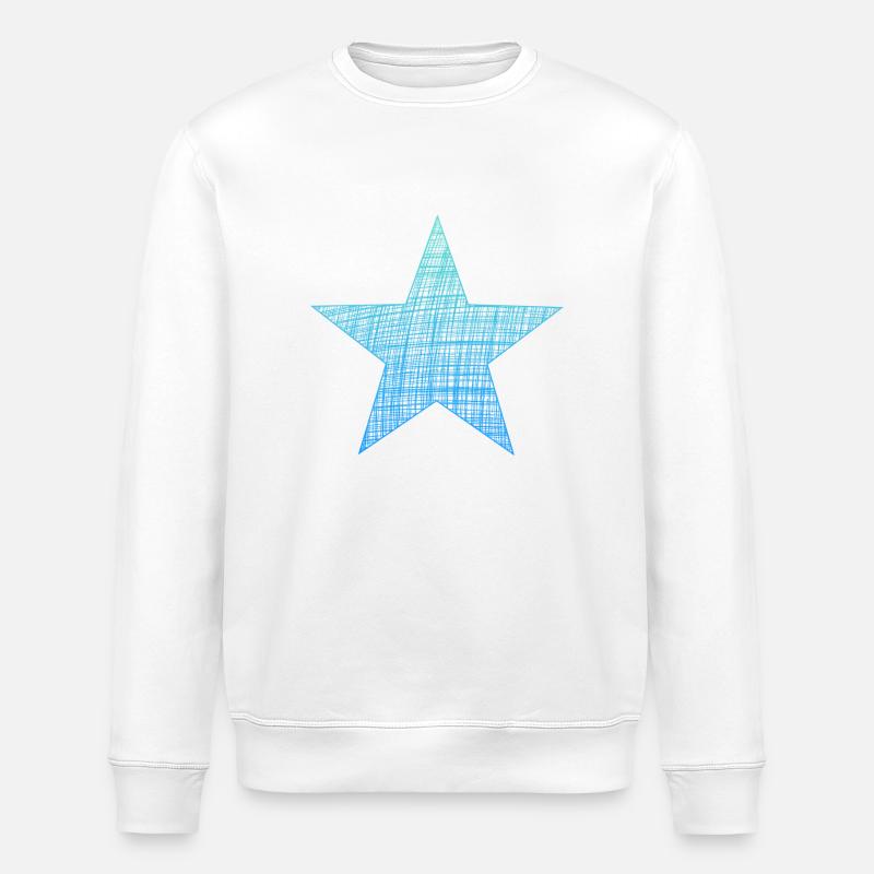 blauer stern, blue star - Stanley/Stella Unisex Bio-Sweatshirt ROLLER - Weiß