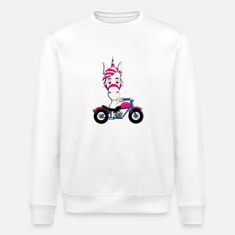 MOTORRAD - BIKER - EINHORN - Stanley/Stella Unisex Bio-Sweatshirt ROLLER - Weiß