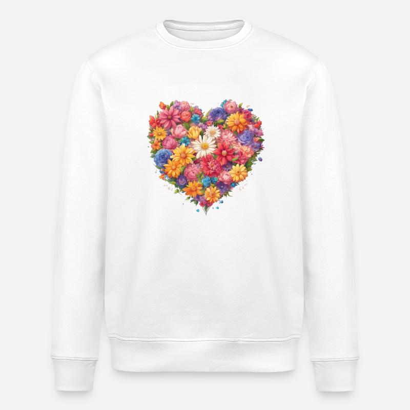 Blumen im Herzen 2 - Stanley/Stella Unisex Bio-Sweatshirt ROLLER - Weiß