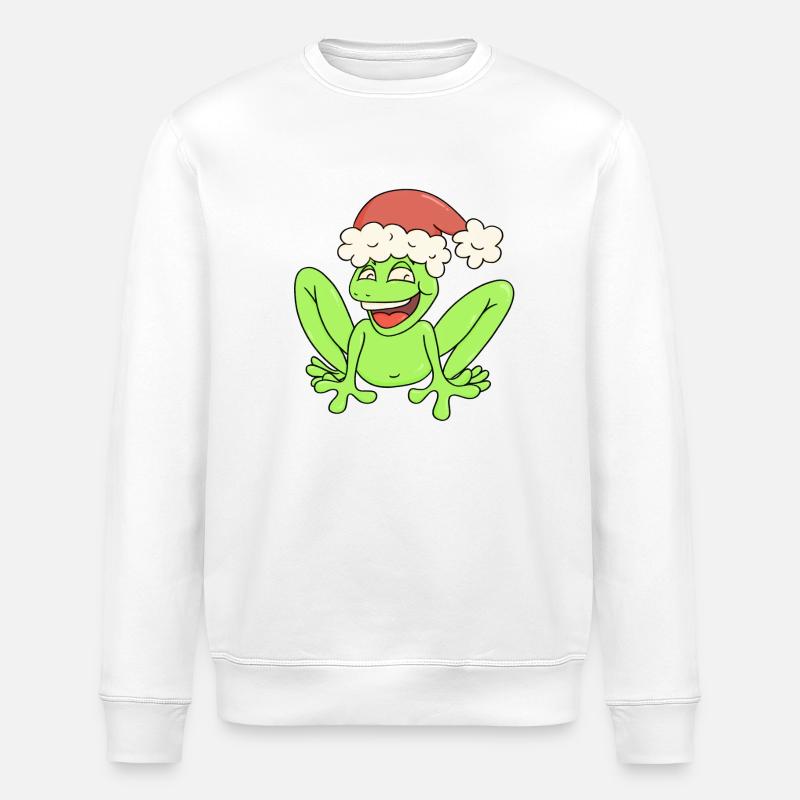Fröhlicher Weihnachtsfrosch - Stanley/Stella Unisex Bio-Sweatshirt ROLLER - Weiß