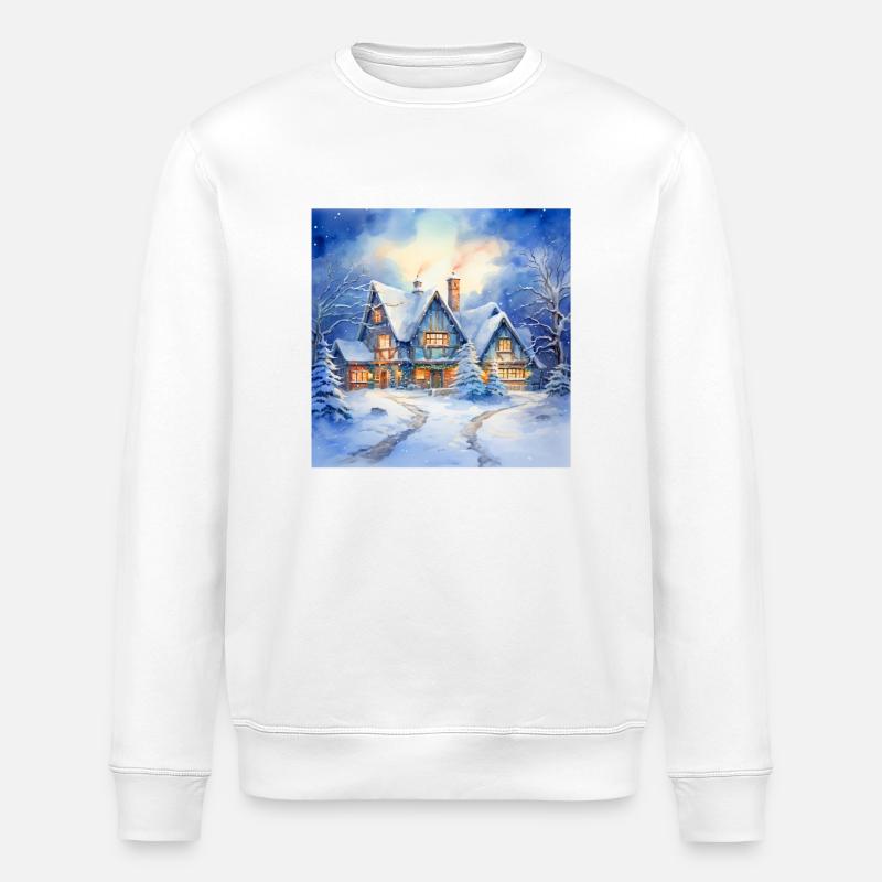 Verschneites Haus - Stanley/Stella Unisex Bio-Sweatshirt ROLLER - Weiß