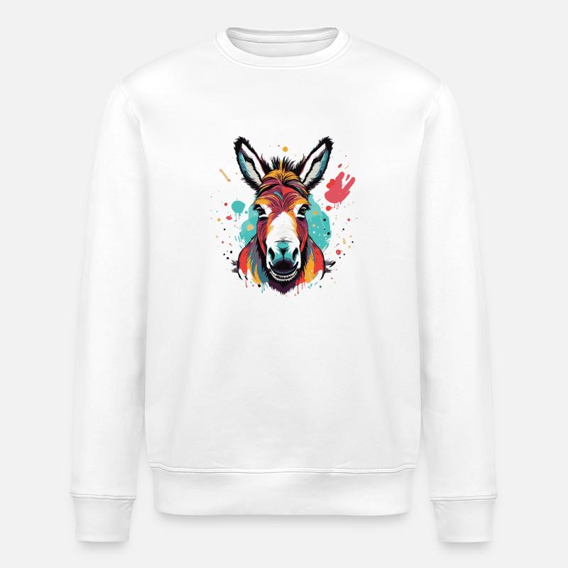 Bunter Esel Graffiti - Stanley/Stella Unisex Bio-Sweatshirt ROLLER - Weiß