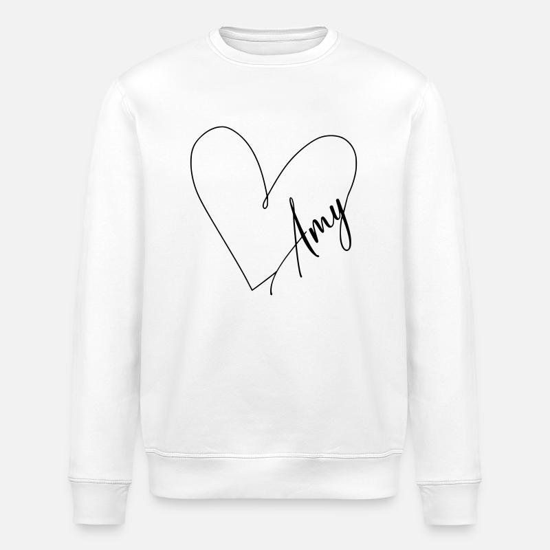 Amy Name Heart Line - Stanley/Stella ROLLER Unisex Organic Sweatshirt - white