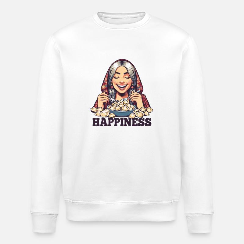 Pelmeni Glück Geschenk - Stanley/Stella Unisex Bio-Sweatshirt ROLLER - Weiß
