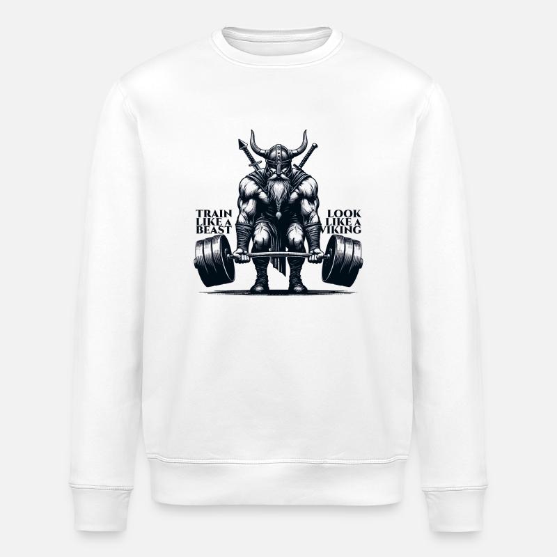 Wikinger Kreuzheben Geschenk - Stanley/Stella Unisex Bio-Sweatshirt ROLLER - Weiß