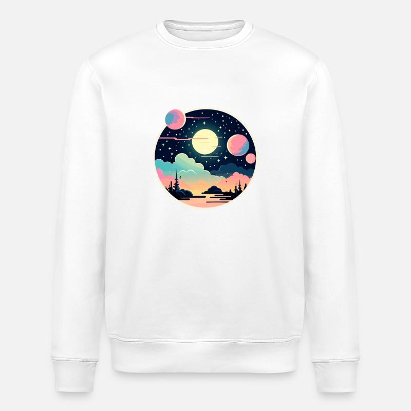 Mond Landschaft Illustration - Stanley/Stella Unisex Bio-Sweatshirt ROLLER - Weiß