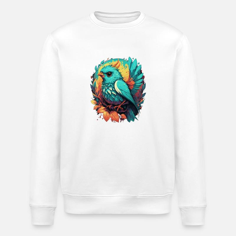 Blauer süßer gezeichneter Vogel - Stanley/Stella Unisex Bio-Sweatshirt ROLLER - Weiß