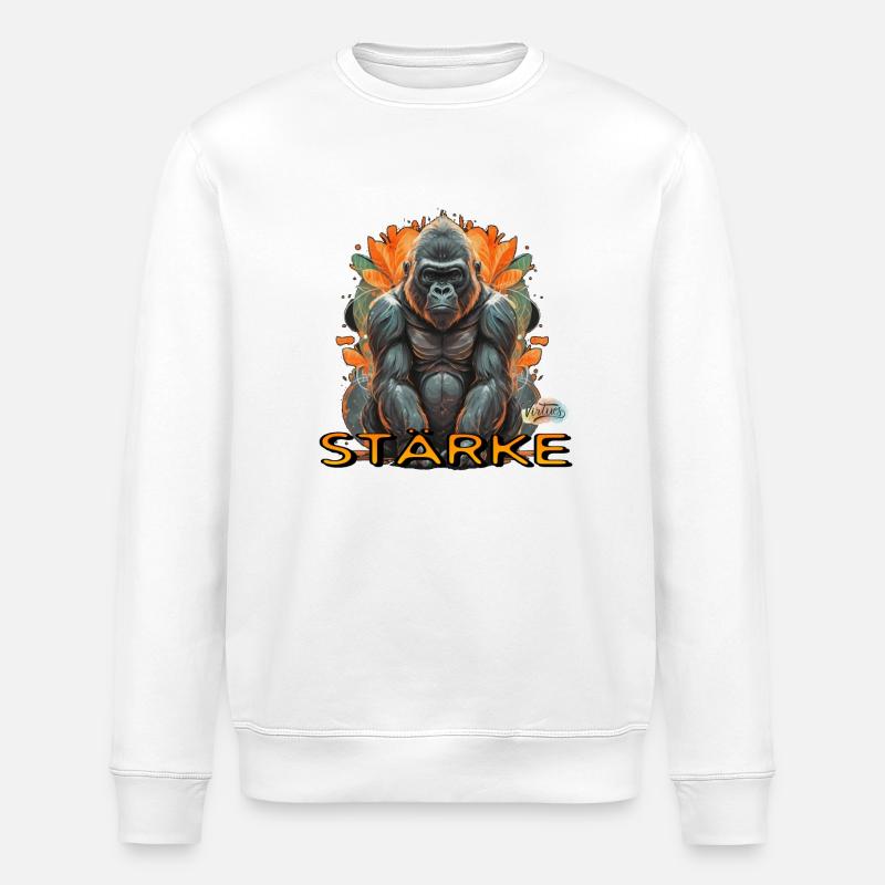 Werte mit Tieren: Stärke - Stanley/Stella Unisex Bio-Sweatshirt ROLLER - Weiß