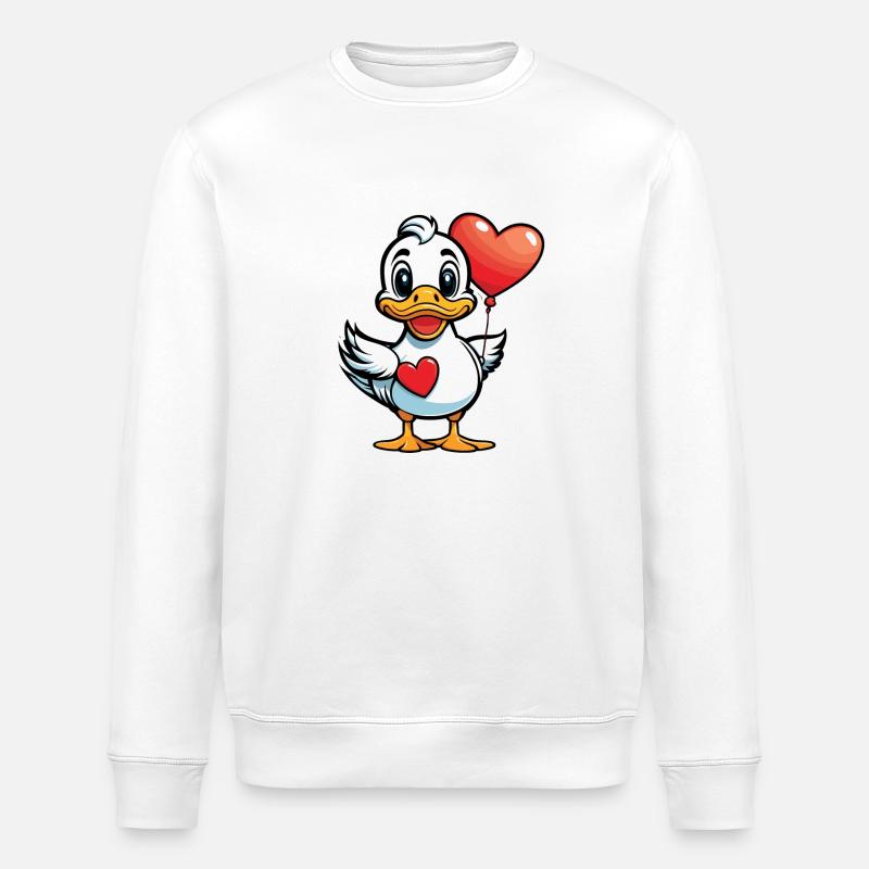 Coeur de canard - Saint-Valentin - Sweat bio ROLLER Stanley/Stella Unisexe - blanc