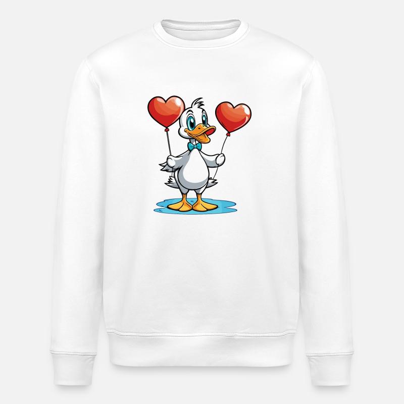 Coeur de canard - Saint-Valentin - Sweat bio ROLLER Stanley/Stella Unisexe - blanc