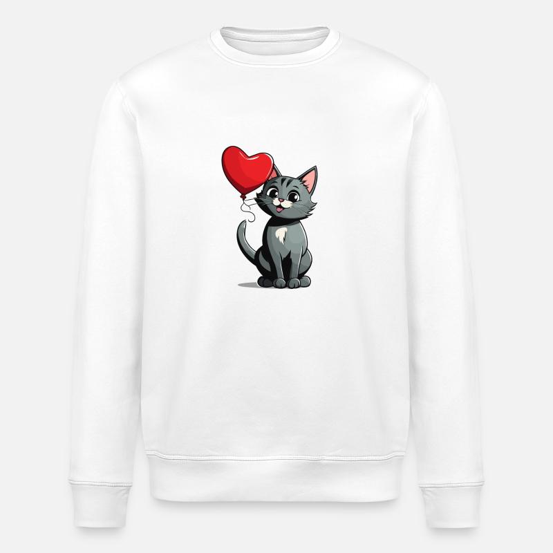 Coeur de chat - Saint-Valentin - Sweat bio ROLLER Stanley/Stella Unisexe - blanc