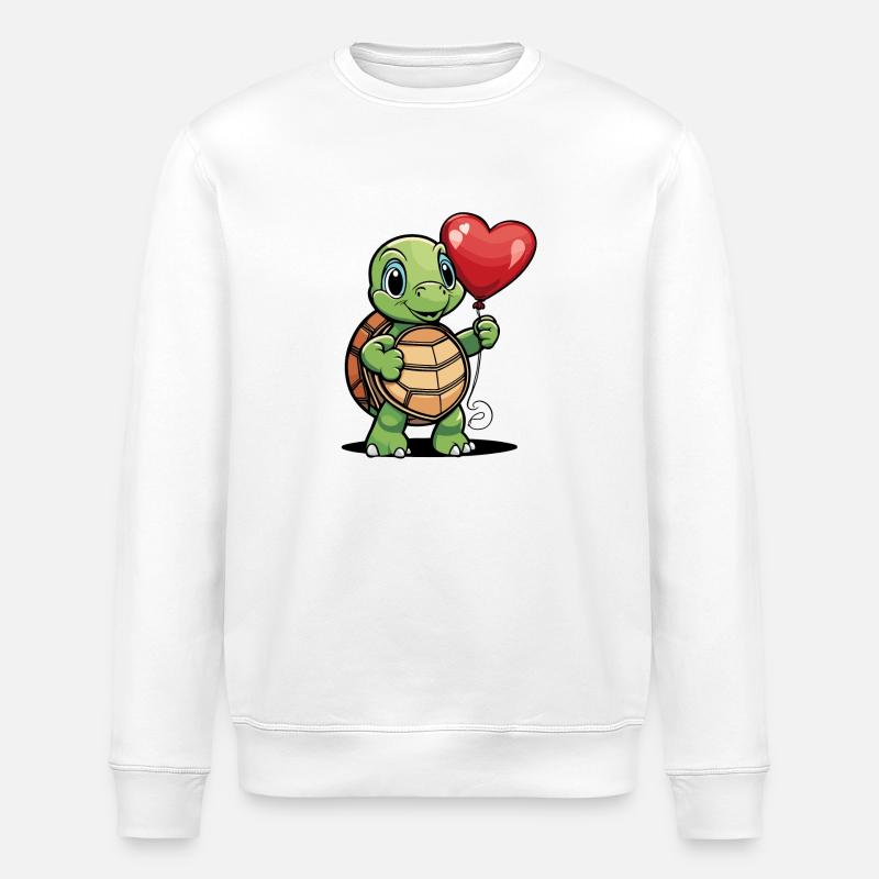 Turtle Heart - Valentine's Day - Stanley/Stella ROLLER Unisex Organic Sweatshirt - white