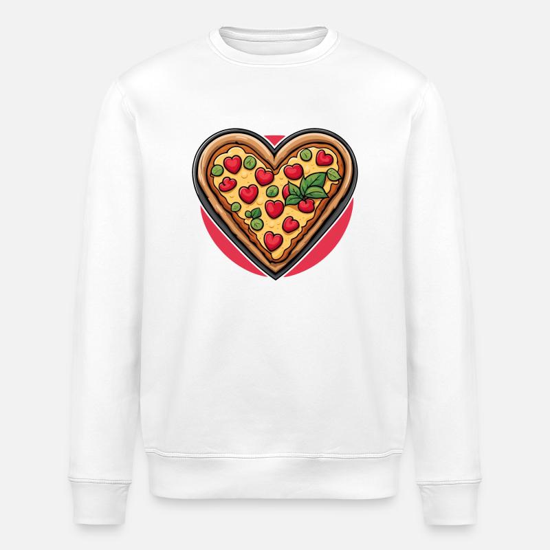 Coeur de pizza - Saint-Valentin - Sweat bio ROLLER Stanley/Stella Unisexe - blanc