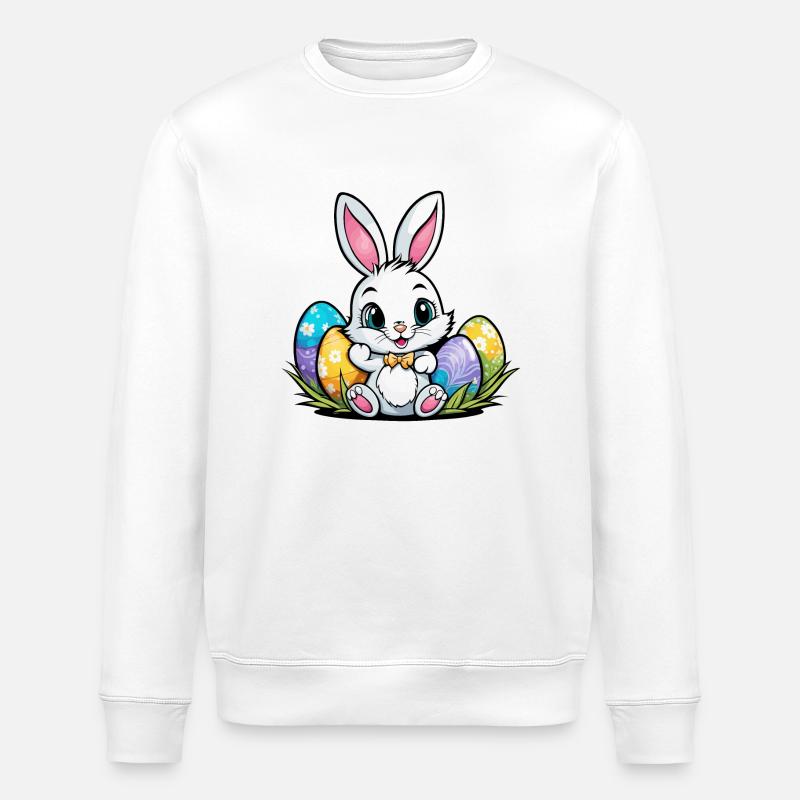 Easter Bunny Easter Illustration - Stanley/Stella ROLLER Unisex Organic Sweatshirt - white