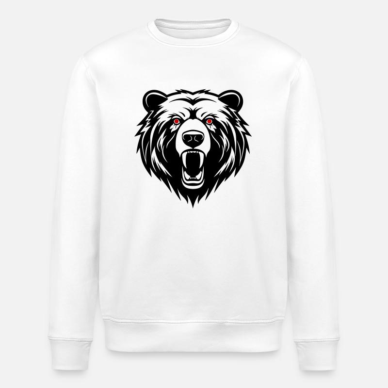 Bär Kopf - Stanley/Stella Unisex Bio-Sweatshirt ROLLER - Weiß