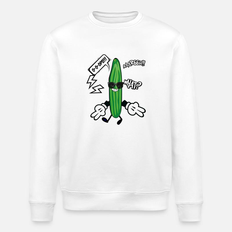 cucumber,comic,comiccucumber,what, illustration - Stanley/Stella ROLLER Unisex Organic Sweatshirt - white
