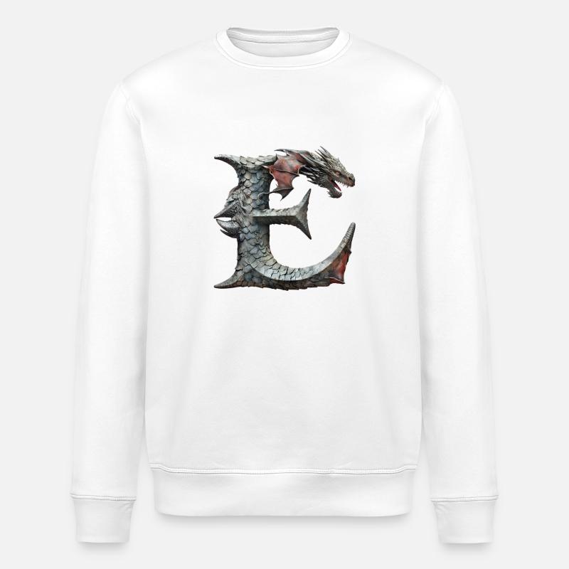 Buchstabe "E" im Drachendesign. - Stanley/Stella Unisex Bio-Sweatshirt ROLLER - Weiß