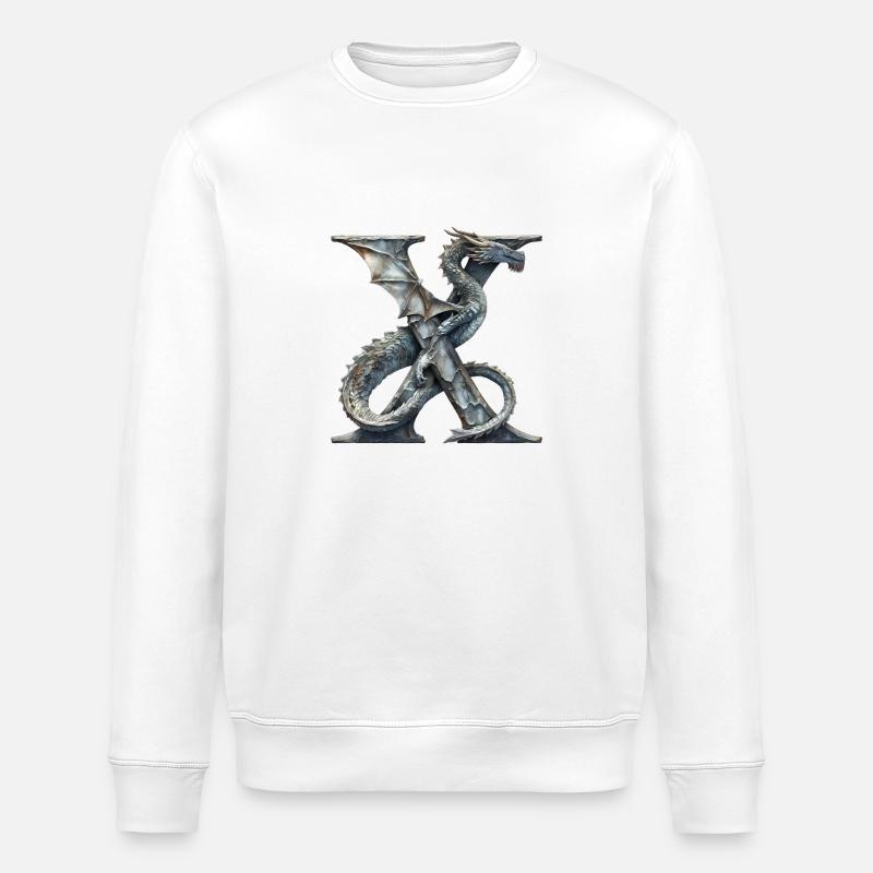 Buchstabe "X" im Drachendesign. - Stanley/Stella Unisex Bio-Sweatshirt ROLLER - Weiß