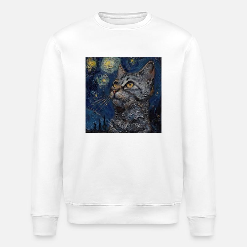Katze, katzenmotiv, - Stanley/Stella Unisex Bio-Sweatshirt ROLLER - Weiß