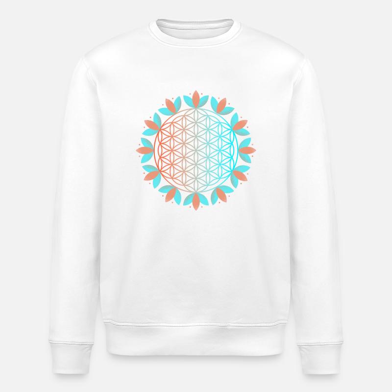 Blühende Lebensblume - Stanley/Stella Unisex Bio-Sweatshirt ROLLER - Weiß