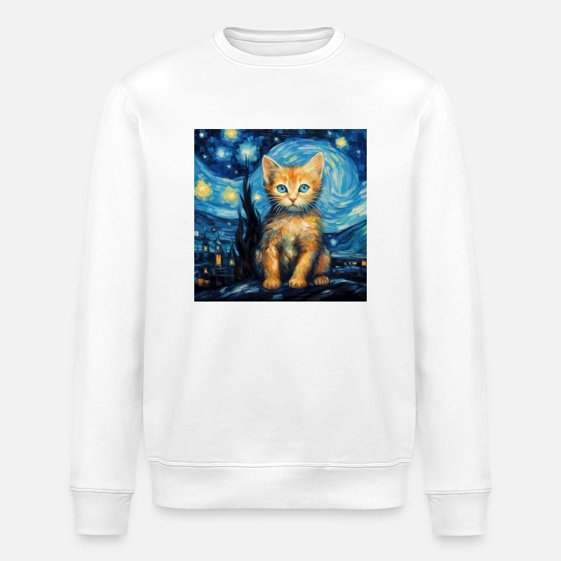 Chat, Motif De Chat - Sweat bio ROLLER Stanley/Stella Unisexe - blanc