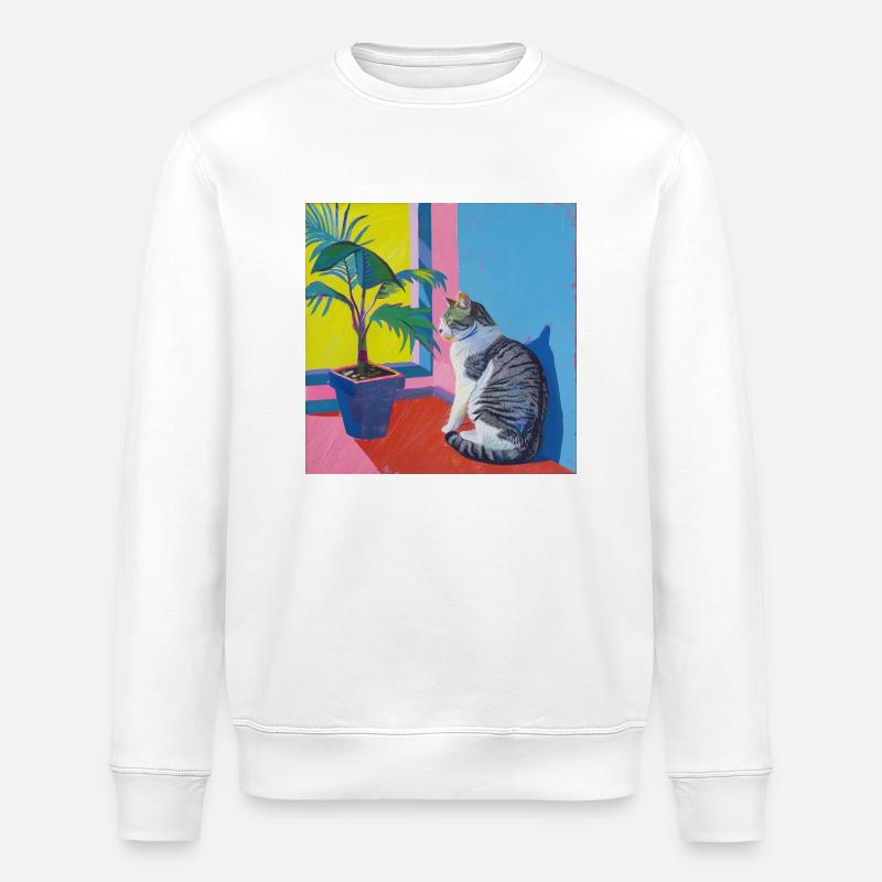 Chat, motif chat, pop art, cadeau, idée cadeau - Sweat bio ROLLER Stanley/Stella Unisexe - blanc