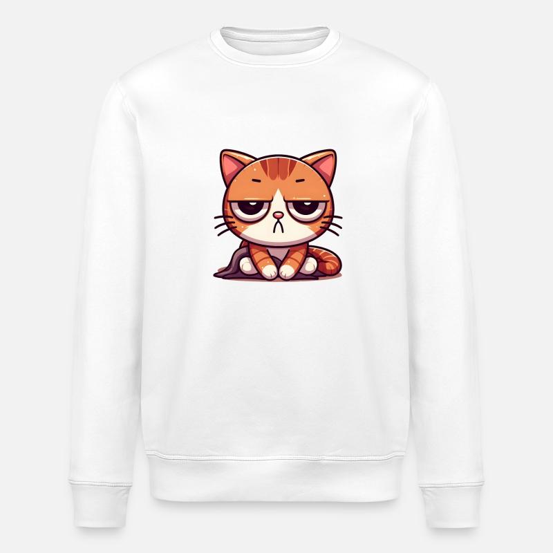 Süße Gelangweilte Katze - Stanley/Stella Unisex Bio-Sweatshirt ROLLER - Weiß