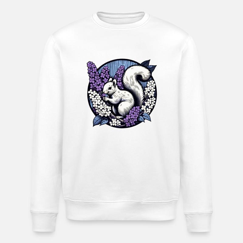 Flieder-Eichhörnchen - Stanley/Stella Unisex Bio-Sweatshirt ROLLER - Weiß