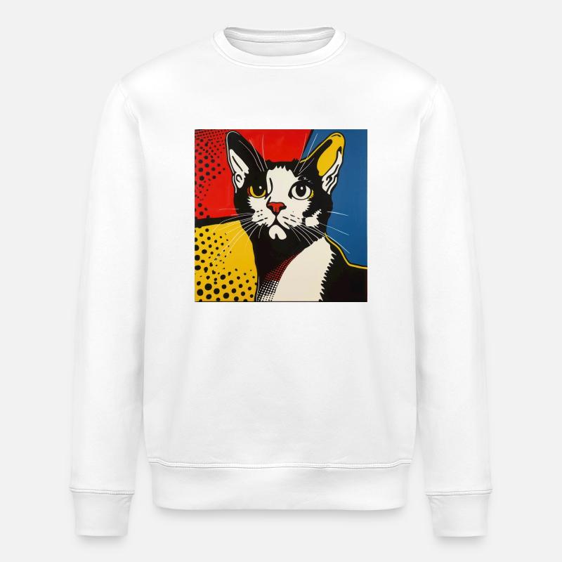 Katze, katzenmotiv, comic, geschenk, geschenkideen - Stanley/Stella Unisex Bio-Sweatshirt ROLLER - Weiß