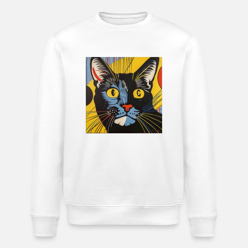Katze, katzenmotiv, comic - Stanley/Stella Unisex Bio-Sweatshirt ROLLER - Weiß