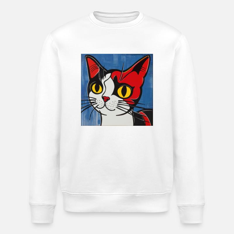 Katze, katzenmotiv, comic - Stanley/Stella Unisex Bio-Sweatshirt ROLLER - Weiß