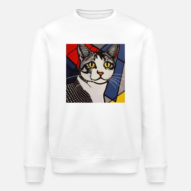 Katze, katzenmotiv - Stanley/Stella Unisex Bio-Sweatshirt ROLLER - Weiß