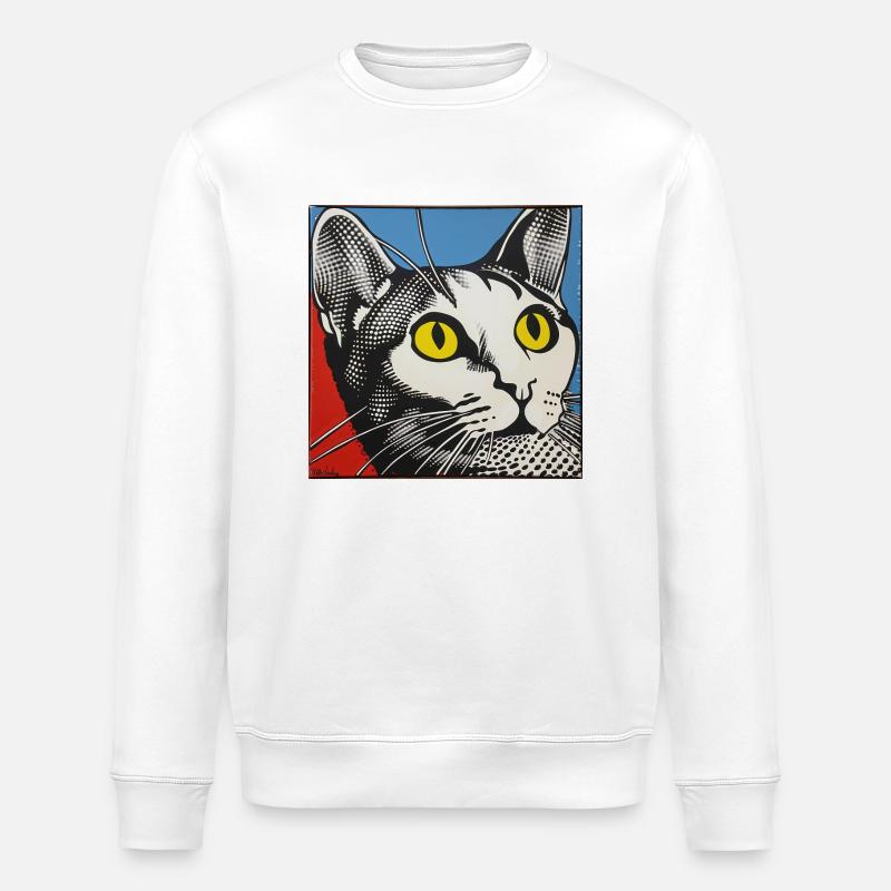 Cat, Cat Motif - Stanley/Stella ROLLER Unisex Organic Sweatshirt - white