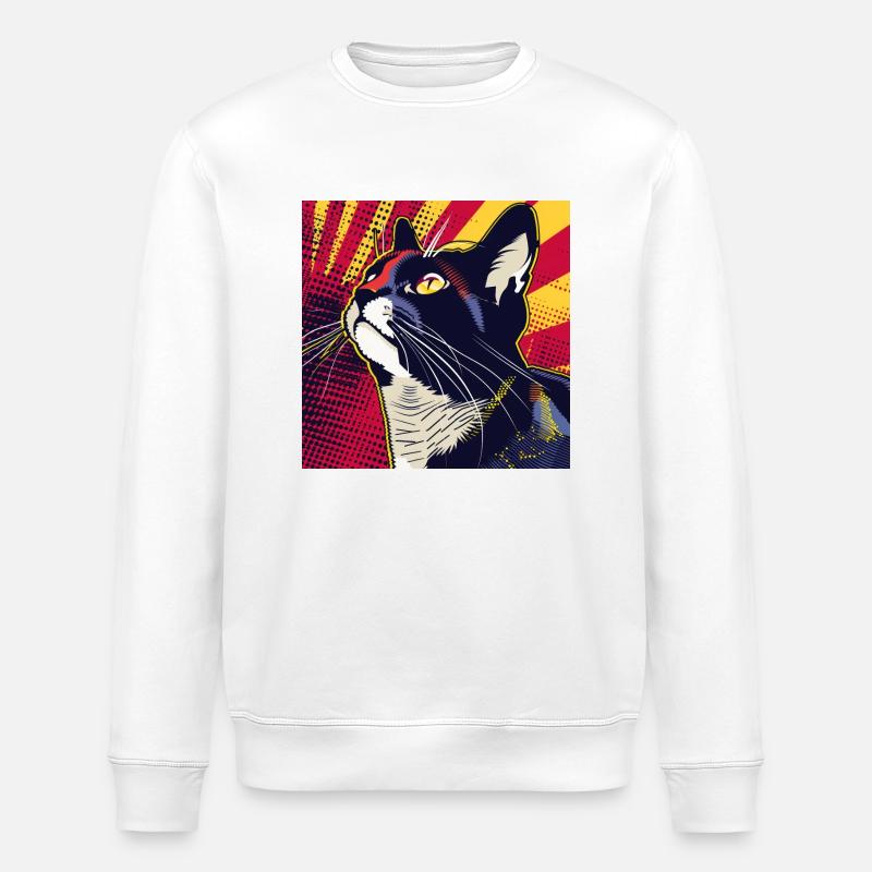 Chat, Motif De Chat - Sweat bio ROLLER Stanley/Stella Unisexe - blanc