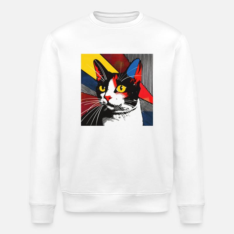 Katze, katzenmotiv - Stanley/Stella Unisex Bio-Sweatshirt ROLLER - Weiß